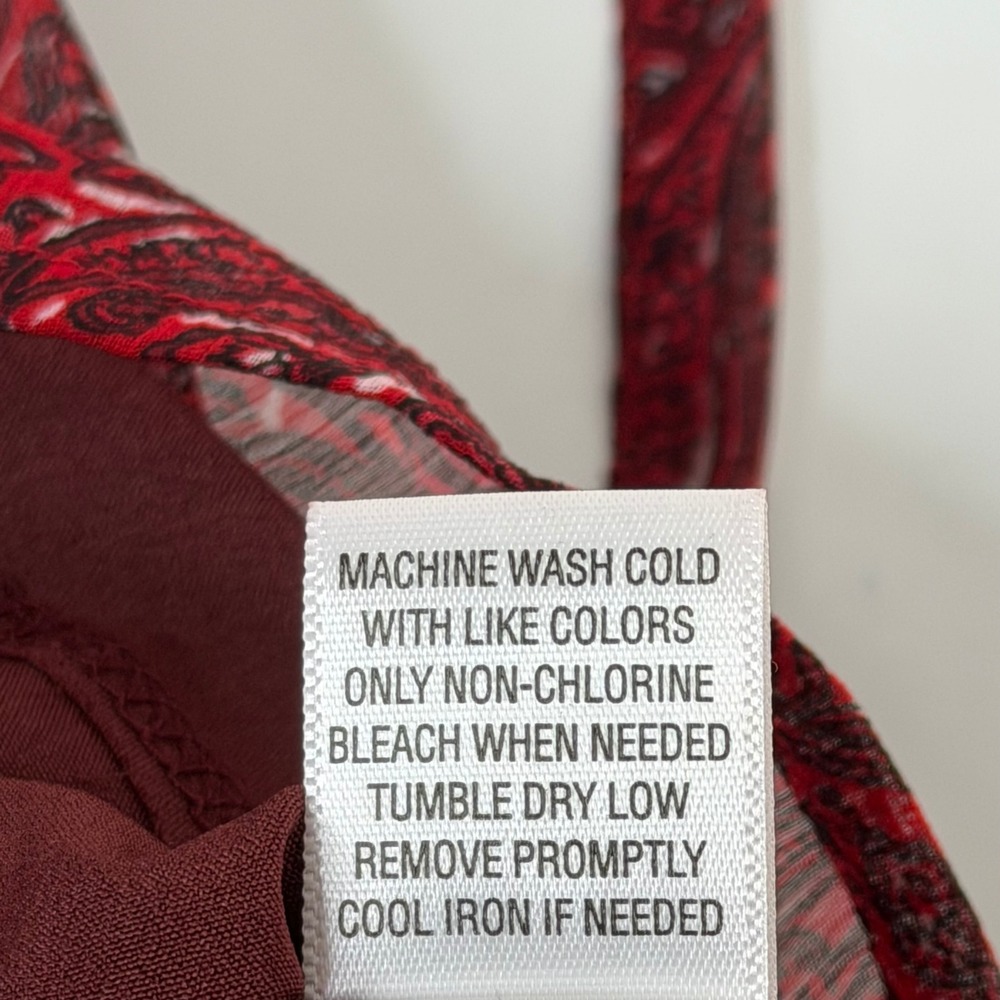 Converse One Star Maroon Paisley Tie Belt Sleeveless Mini Dress Womens XS Boho - Picture 9 of 10